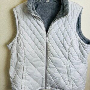Free Country Women’s Quilted White/Gray Reversible Vest XXL Full Zip 2 Pockets